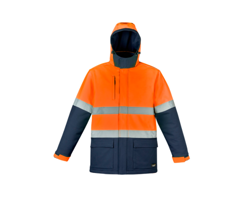 ZJ553 Hi Vis Antarctic Softshell Jacket Orange Navy Front