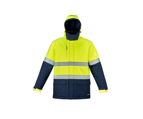 ZJ553 Hi Vis Antarctic Softshell Jacket Yellow Navy Front