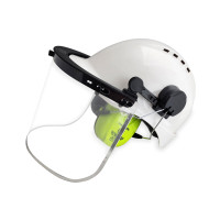 Clear Visor with Earmuffs and Hard Hat