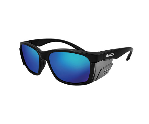 ERZ361 Rayzr Safety Glasses - Matte Black Frame - Blue Mirror Polarised