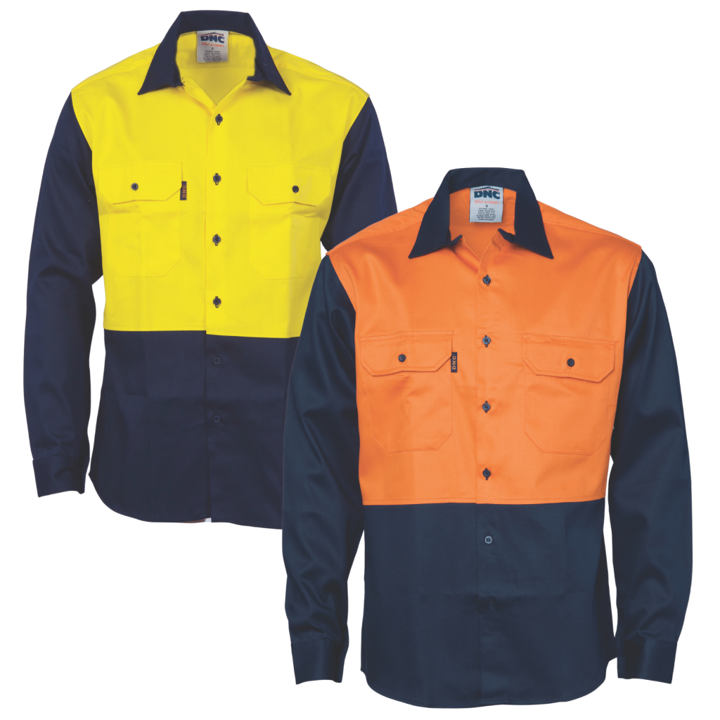 Our Protectors High Vis Orange 100% Cotton Drill Unisex Long Sleeve Work Shirt